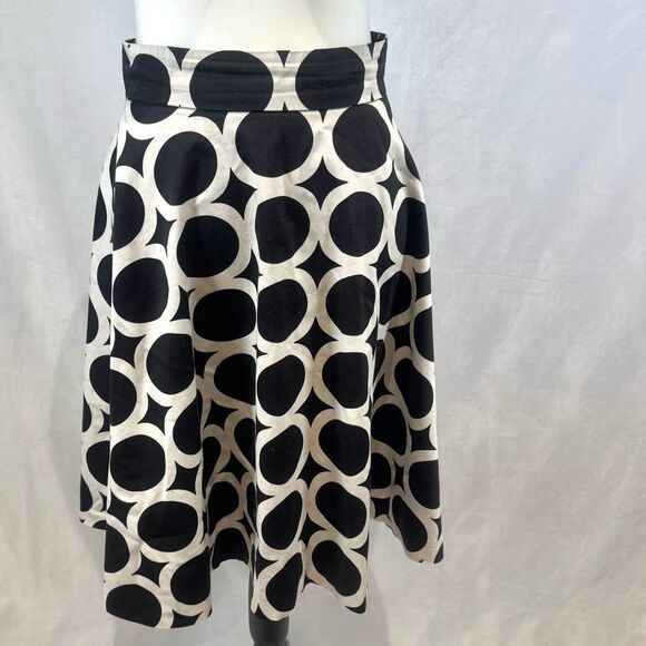 Amanda & Chelsea black and white circle print cotton skirt size 2 - Picture 2 of 6